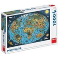 Puzzle Dino - Kreslená mapa světa, 1000 dílků_1309997451