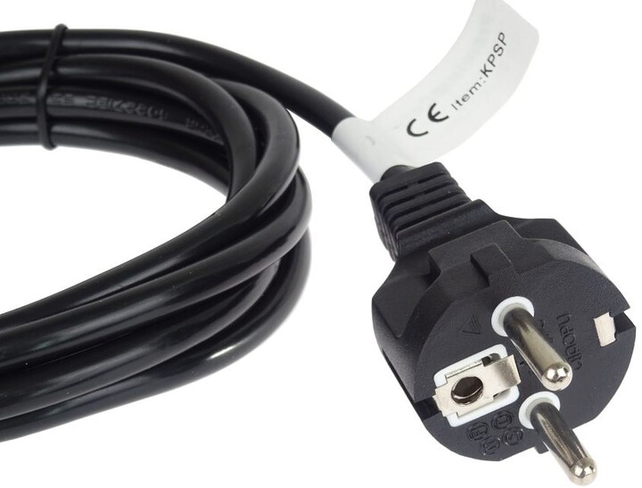 PremiumCord kabel síťový 230V k počítači 2m , přímý konektor do zásuvky_1454216278