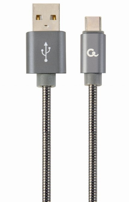 Gembird kabel CABLEXPERT USB-A - USB-C, M/M, PREMIUM QUALITY, metalická spirála, 1m, šedá_1064547342