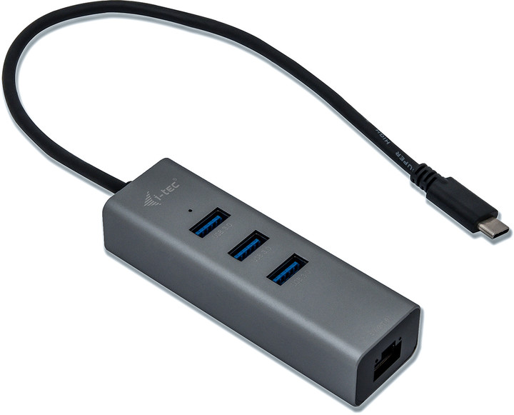 i-tec USB C Metal 3 port HUB Gigabit Ethernet 1x USB C na RJ-45 3x USB 3.0 LED_12040071