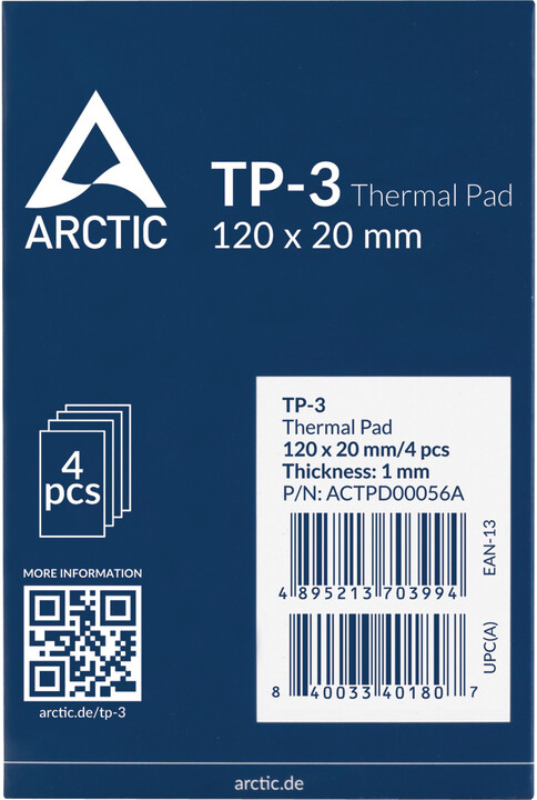 Arctic TP-3 Thermal Pad 120x20x1mm (balení 4 kusů)_638929135