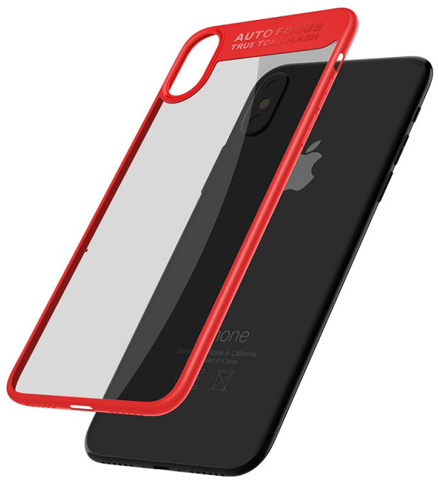 Mcdodo bumper zadní kryt pro Apple iPhone X/XS, červeno-čirá_1488732704
