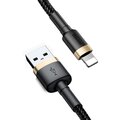 BASEUS kabel Cafule USB-A - Lightning, nabíjecí, datový, 3m, zlatá/černá