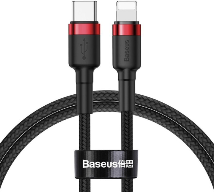 BASEUS kabel Cafule Series, USB-C - Lightning, M/M, nabíjecí, datový, PD, 18W, 1m, červená/černá_492477911