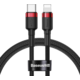BASEUS kabel Cafule Series, USB-C - Lightning, M/M, nabíjecí, datový, PD, 18W, 1m, červená/černá