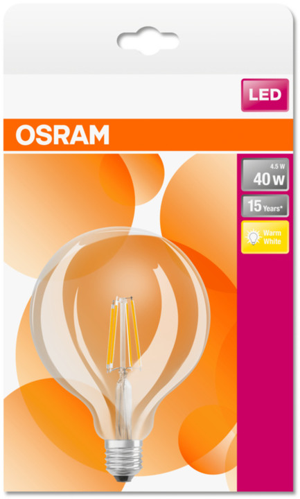 Osram LED Filament STAR Globe 125 4,5W 827 E27 noDIM A++ 470lm 2700K_801365897