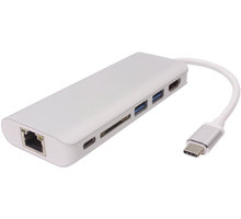 PremiumCord Převodník USB3.1 na HDMI + RJ45 + 2xUSB3.0 +SD card + PD charge ku31dock05