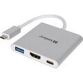 Sandberg Mini USB-C HUB, HDMI+USB, stříbrná_1662925402