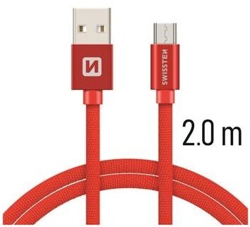 SWISSTEN DATA CABLE USB / MICRO USB TEXTILE 2,0M, červená (v ceně 249,-)_783827979