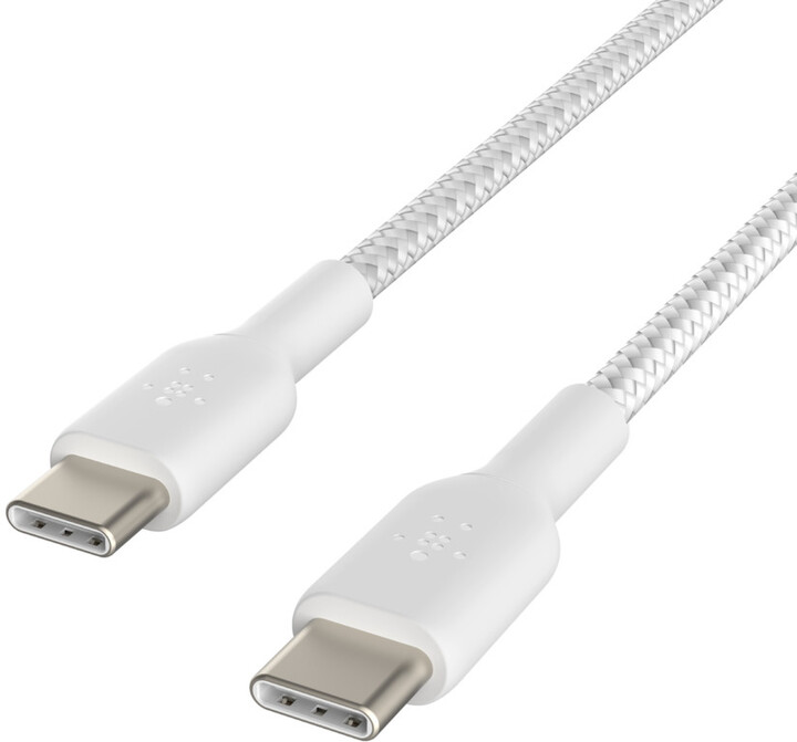 Belkin kabel USB-C, M/M, opletený, 1m, bílá_630262571