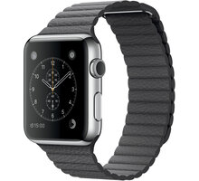 Apple Watch 42mm Stainless Steel Case with Storm Grey Leather Loop - Large_58924548