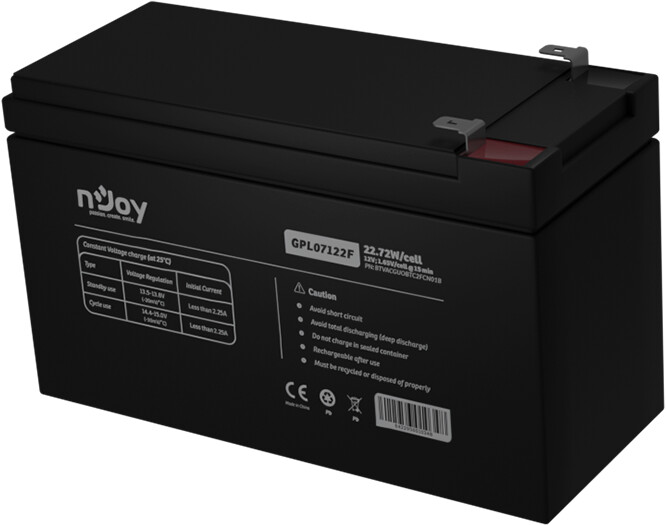 nJoy GPL07122F, 12V/7Ah, VRLA AGM, F2- Baterie pro UPS_1981138637