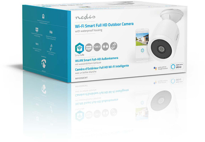 Nedis Wi-Fi Smart venkovní kamera, Full HD 1080p, IP65, Cloud/Micro SD_1190740075