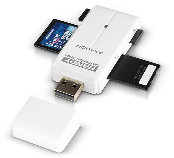 AXAGON externí HANDY čtečka SD/MicroSD/MS/M2, bílá_1048411982