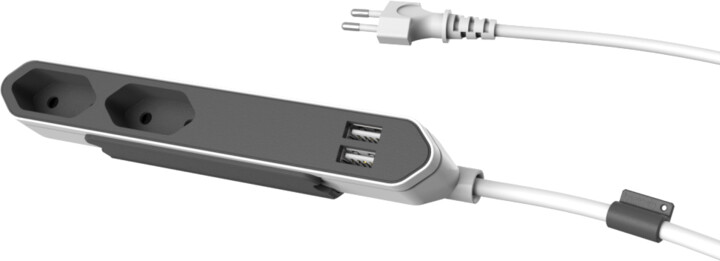 PowerCube POWERBAR USB, 2 zásuvka, šedá