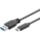 PremiumCord Kabel USB 3.1 konektor C/male - USB 3.0 A/male, černý, 15cm