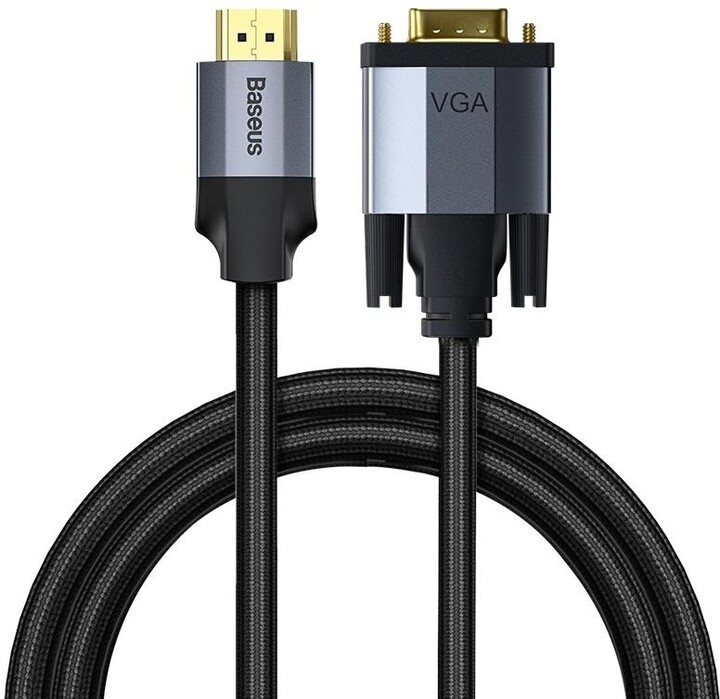 BASEUS kabel Cafule Series, HDMI - VGA, 1080p, pozlacené kontakty, opletený, 1m, černá_2034136465