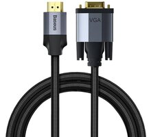 BASEUS kabel Cafule Series, HDMI - VGA, 1080p, pozlacené kontakty, opletený, 1m, černá_2034136465