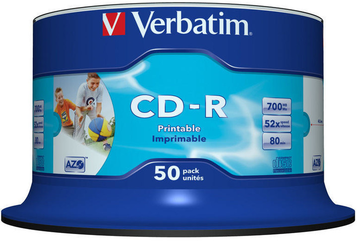 Verbatim CDR 52x 80 minut spindl inkjet printable Non ID Branded 50ks_1355004737