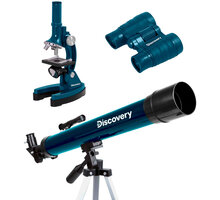 Discovery Scope 3, mikroskop + hvězdářský dalekohled + binocular dalekohled, modrá + kniha_1097945267
