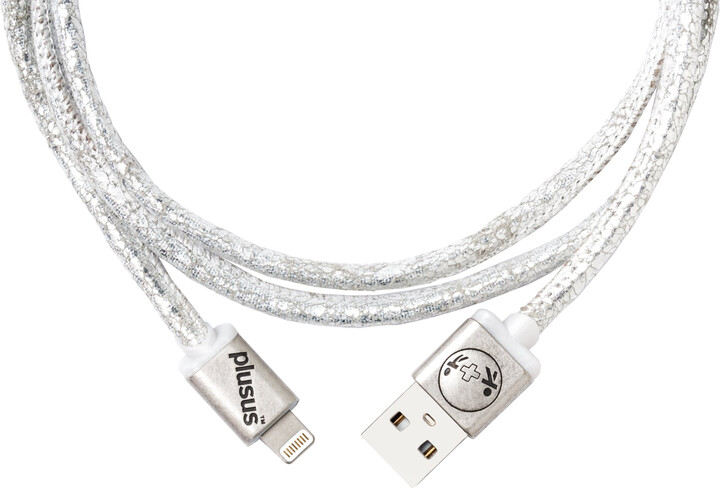PlusUs LifeStar Premium Handcrafted USB Charge &amp; Sync cable (1m) Lightning - White Metallic / Grey_802933742