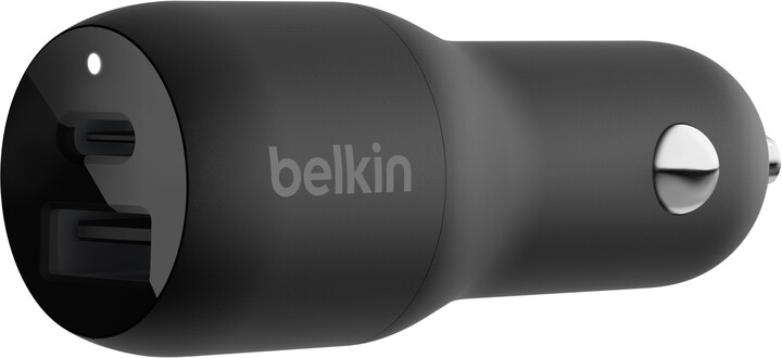 Belkin duální nabíječka do auta, PD PPS, USB-A 12W, USB-C 25W, černá_1946565232