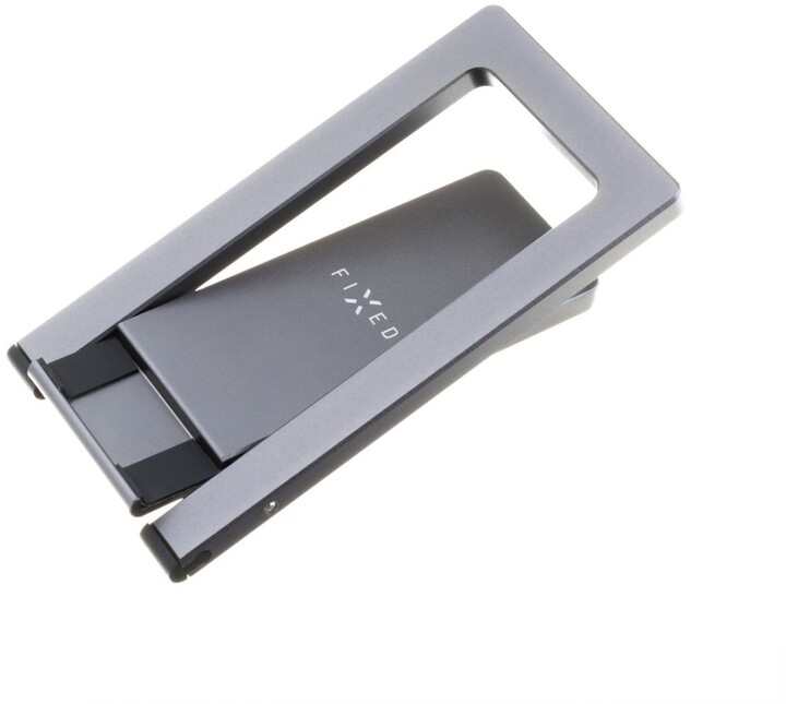 FIXED hliníkový stojánek na stůl pro mobilní telefony Frame Pocket, šedá_1860733180