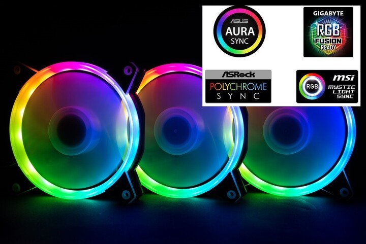 1stCool Fan KIT AURA RAINBOW, 3x ARGB LED ventilátor 12cm + řadič + dálkové ovládaní_1670202584