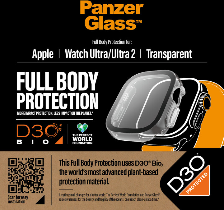 PanzerGlass ochranný kryt s D30 pro Apple Watch Ultra/Ultra 2, čirá_2085581030