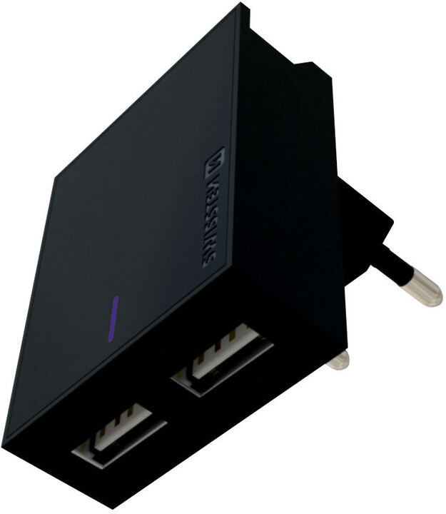 SWISSTEN síťový adaptér SMART IC, CE 2x USB 3 A Power + datový kabel USB/Lightning MFI 1,2m, černá_1553962662