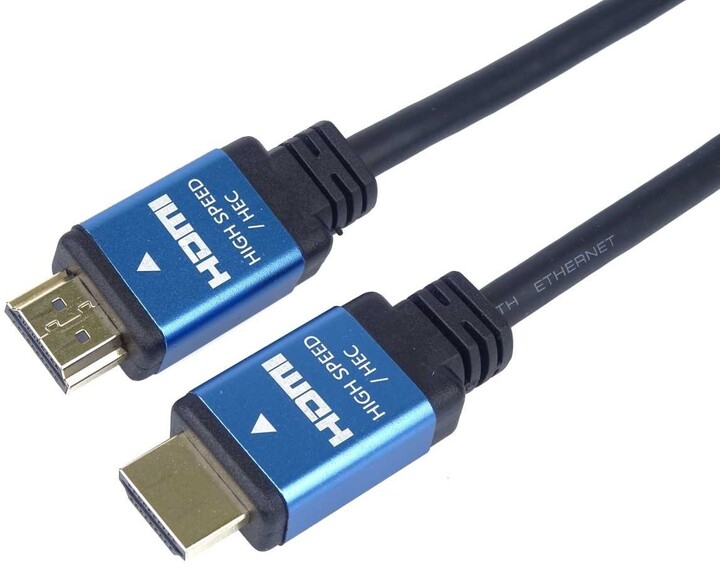 PremiumCord kabel HDMI 2.0b, M/M, 4Kx2K@60Hz, High Speed + Ethernet, zlacené konektory, 1m, černá_1869714282