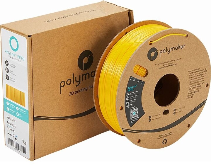 Polymaker tisková struna (filament), PolyLite PETG, 1,75mm, 1kg, žlutá_56491131
