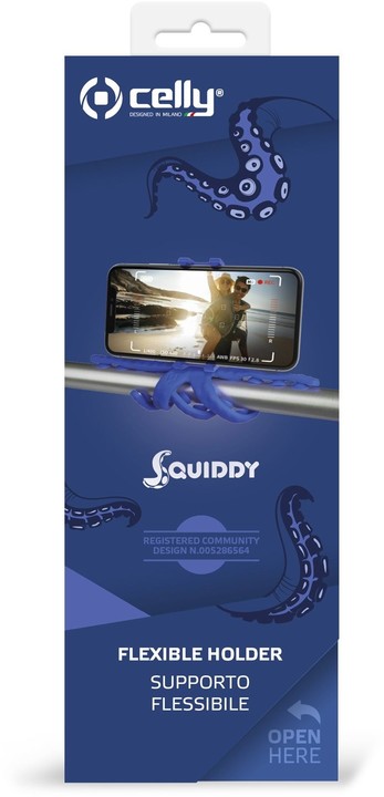 CELLY flexibilní držák s přísavkami Squiddy pro telefony do 6,2&quot;, modrý_1731184529