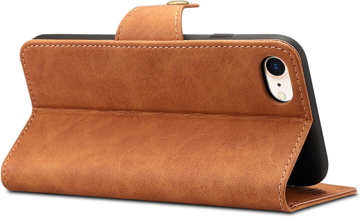 Lenuo Leather flipové pouzdro pro Apple iPhone SE 2020/8/7, hnědá_235565653