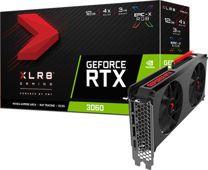 PNY GeForce RTX3060 12GB XLR8 Gaming REVEL EPIC-X RGB Edition, LHR, 12GB GDDR6_1990013402