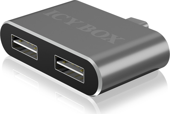 ICY BOX IB-Hub1201-C, USB-C na 2x USB 2.0, stříbrný_502668125