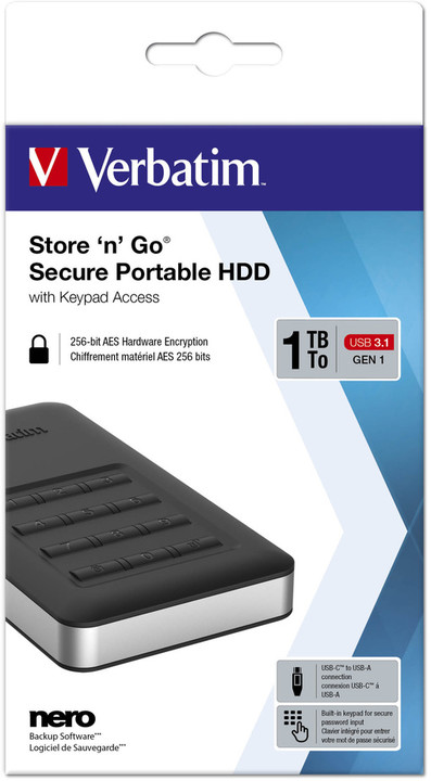 Verbatim Store&#39;n&#39;Go Secure Portable, USB 3.1 - 1TB_2017706283