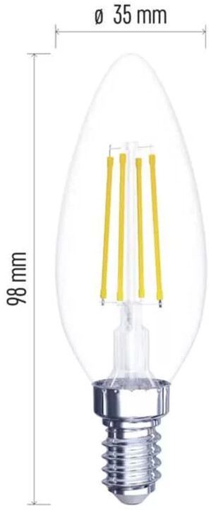 Emos LED žárovka Filament Candle 6W, 810lm, E14, teplá bílá_714553485