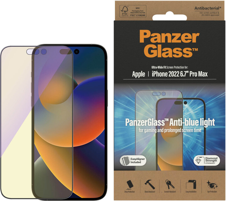 PanzerGlass ochranné sklo pro Apple iPhone 14 Pro Max s Anti-BlueLight vrstvou a_426195813