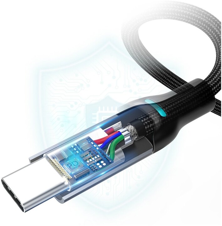 Choetech kabel MIX00073 USB-C - USB-C, opletený, 100W, 5A, 2m, šedá, 2 kusy_362798188