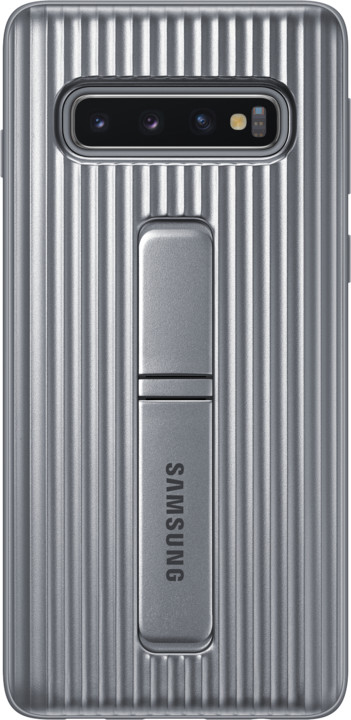 Samsung zadní kryt se stojánkem pro Samsung G973 Galaxy S10, stříbrná_967768351
