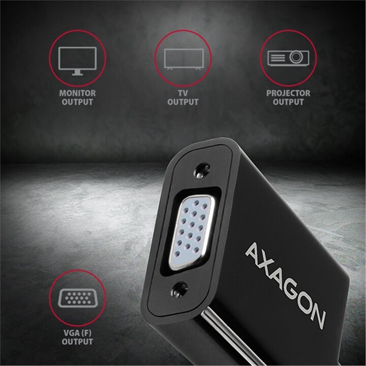 AXAGON RVD-VGN, DisplayPort - VGA redukce / adaptér, FullHD, 1920*1200_672688416