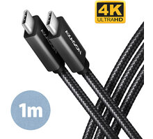 AXAGON kabel USB-C - USB-C SPEED+ USB3.2 Gen 2, PD100W 5A, 4K UHD, opletený, 1m, černá_823365840