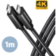 AXAGON kabel USB-C - USB-C SPEED+ USB3.2 Gen 2, PD100W 5A, 4K UHD, opletený, 1m, černá