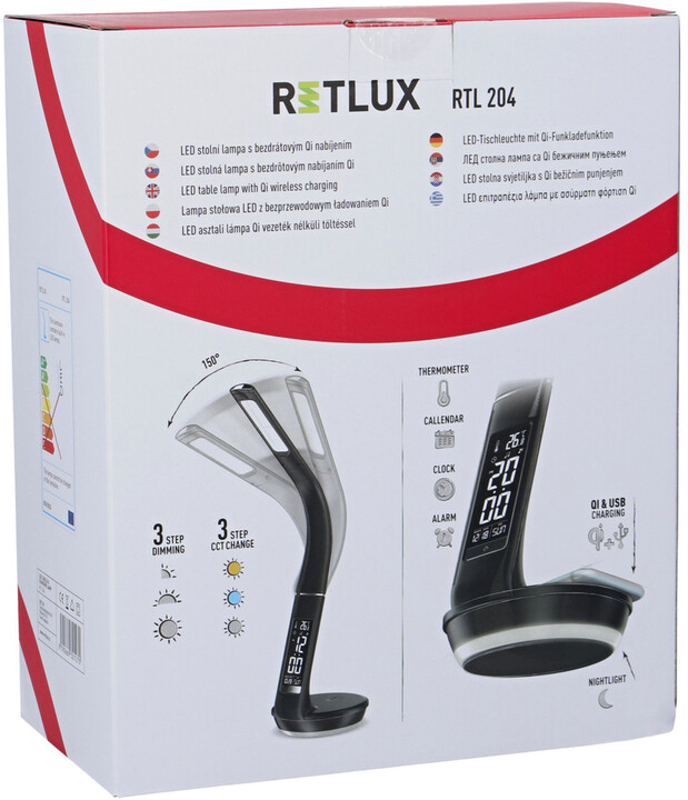 Retlux 204 stm.LED lampa Qi 6W, černá_1775031496
