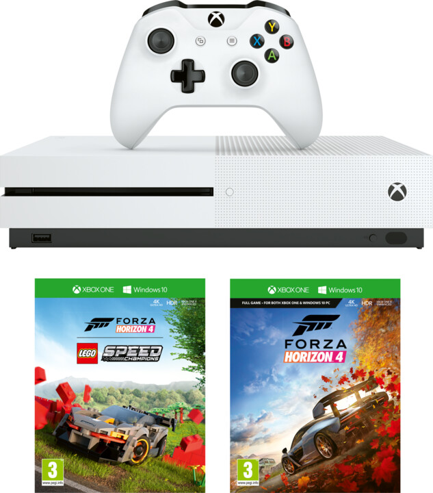 Xbox One S, 1TB, bílá + Forza Horizon 4 + LEGO Speed Champions DLC_815674025