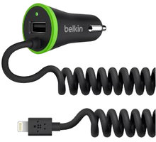 Belkin USB micro nabíječka do auta 2.4A+1A, vč. Lightning kabelu, černá_579544900