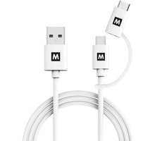 MAX MUC1101W kabel 2v1 USB/micro USB a USB Type-C, 1m, bílá 1097798