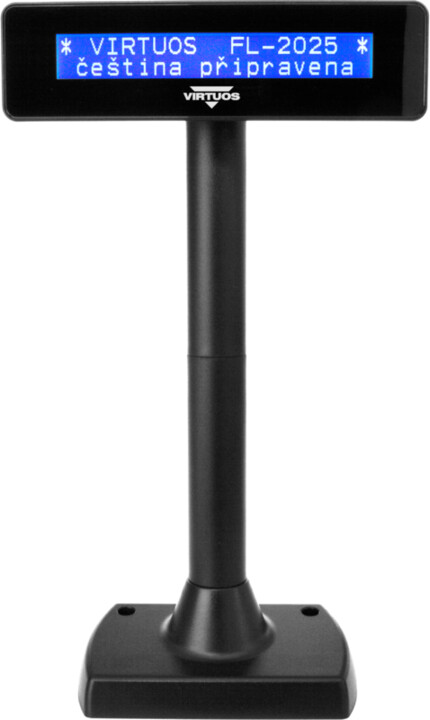 Virtuos FL-2025MB - LCD zákaznicky displej, 2x20, serial (RS-232), černá_846905087