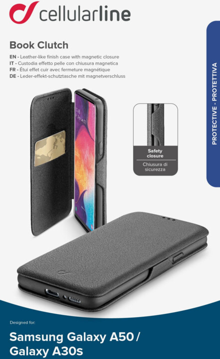 Cellularline pouzdro typu kniha Book Clutch pro Samsung Galaxy A50/A30s, černé_2043871404